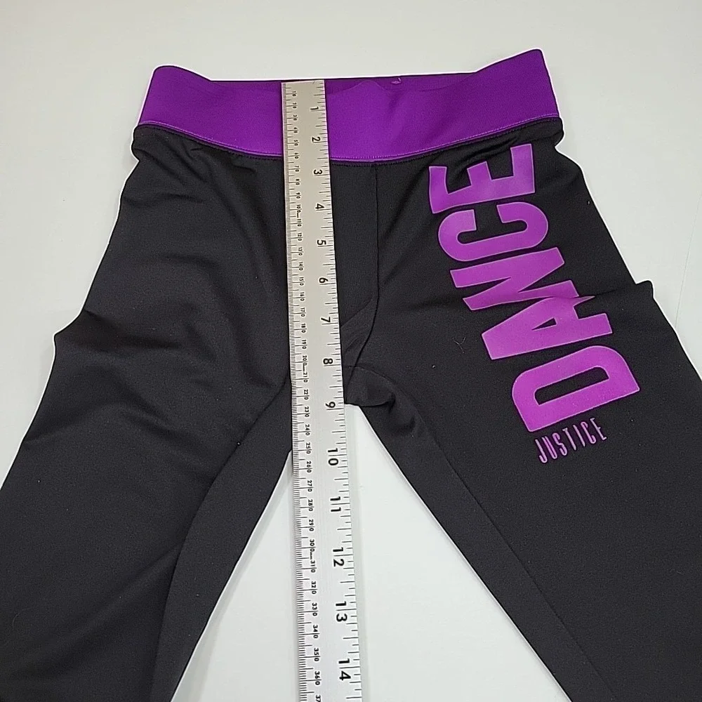 Justice Girls Leggings Yoga Pants Size 8 Workout Active Wear Purple/Black Preppy